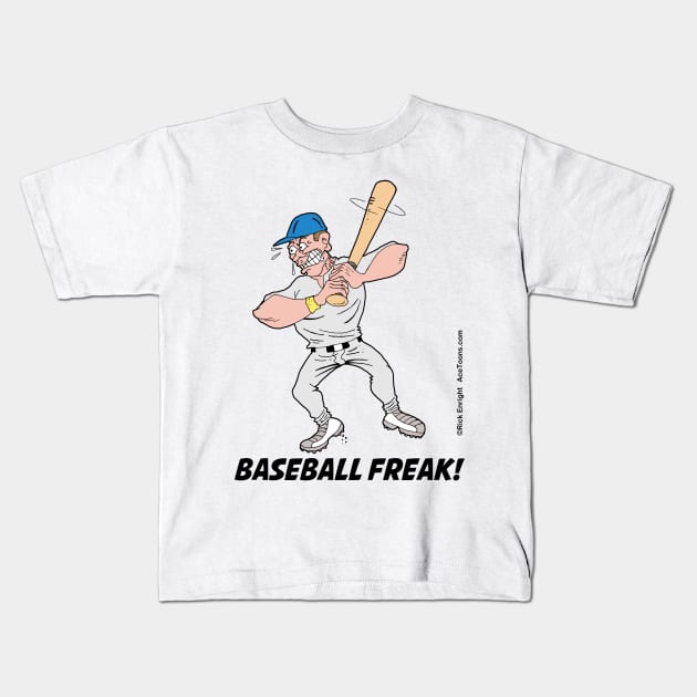 Baseball Freak Kids T-Shirt by AceToons